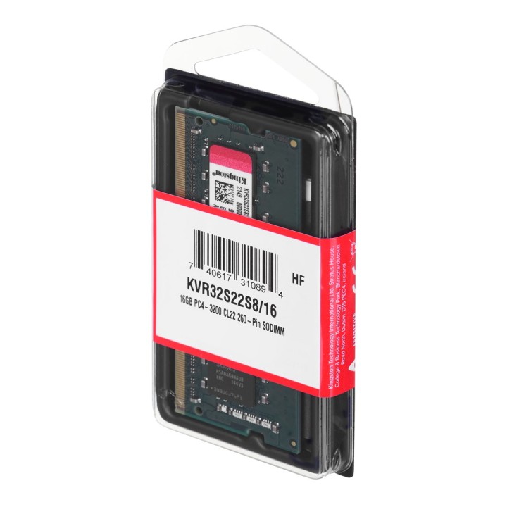 Kingston Technology KVR32S22S8/16 modulo di memoria 16 GB 1 x 16 GB DDR4 3200 MHz