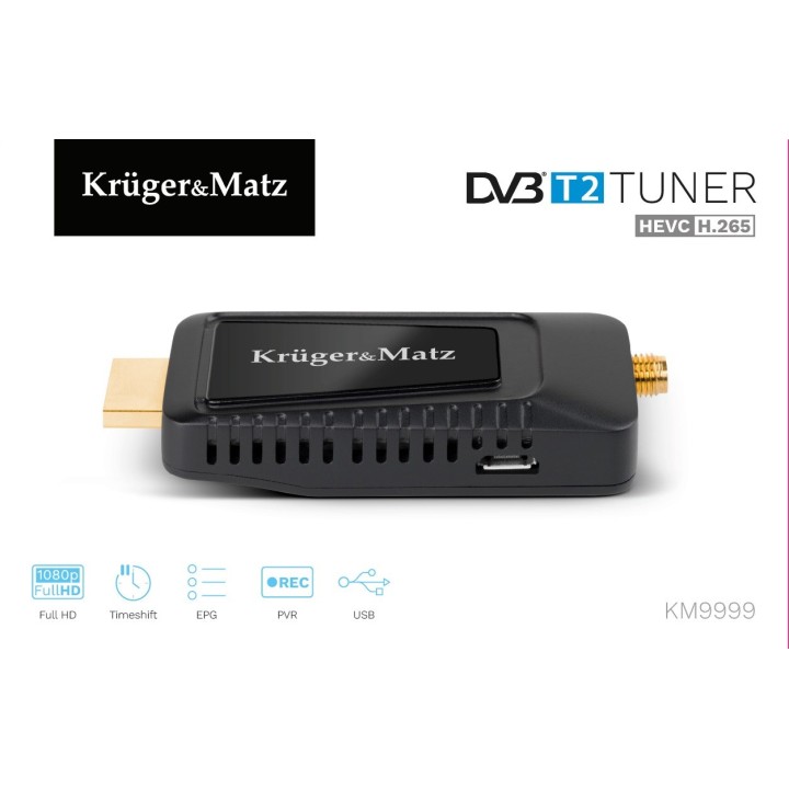 KRUGER & MATZ sintonizzatore mini DVB-T2 H.265 HEVC KM9999