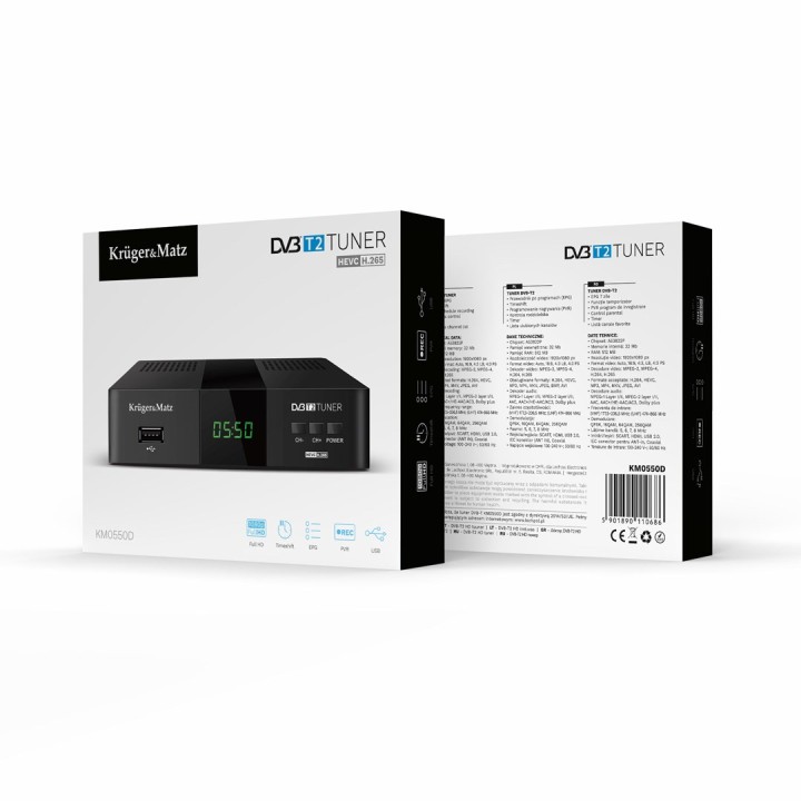 Kruger&Matz DVB-T2 H.265 HEVC Sintonizzatore KM0550D