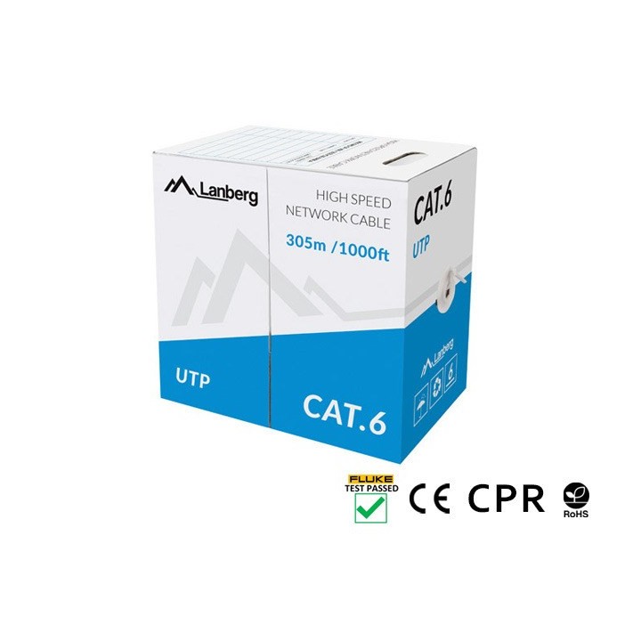LANBERG CAVO UTP CAT.6 305M FILO CU GRIGIO