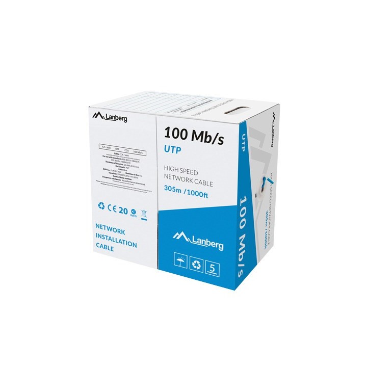 LANBERG LAN UTP CAVO 100MB/S 305M FILO CCA BLU