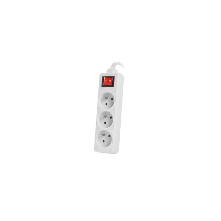 LANBERG CIABATTA 3M bianco 3X 230V PL con interruttore