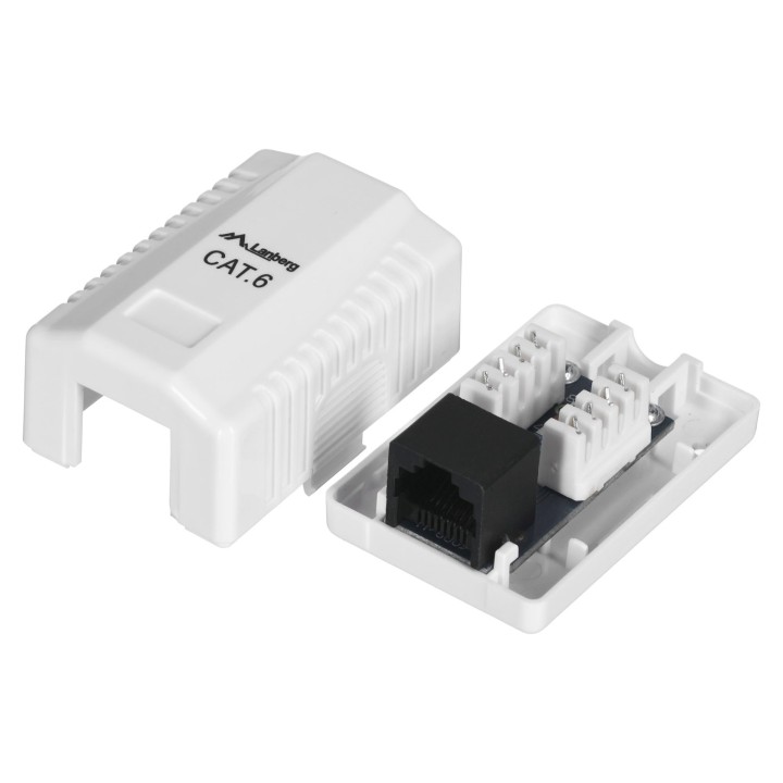 LANBERG PRESA A PARETE CAT.6 1XRJ45 BIANCA