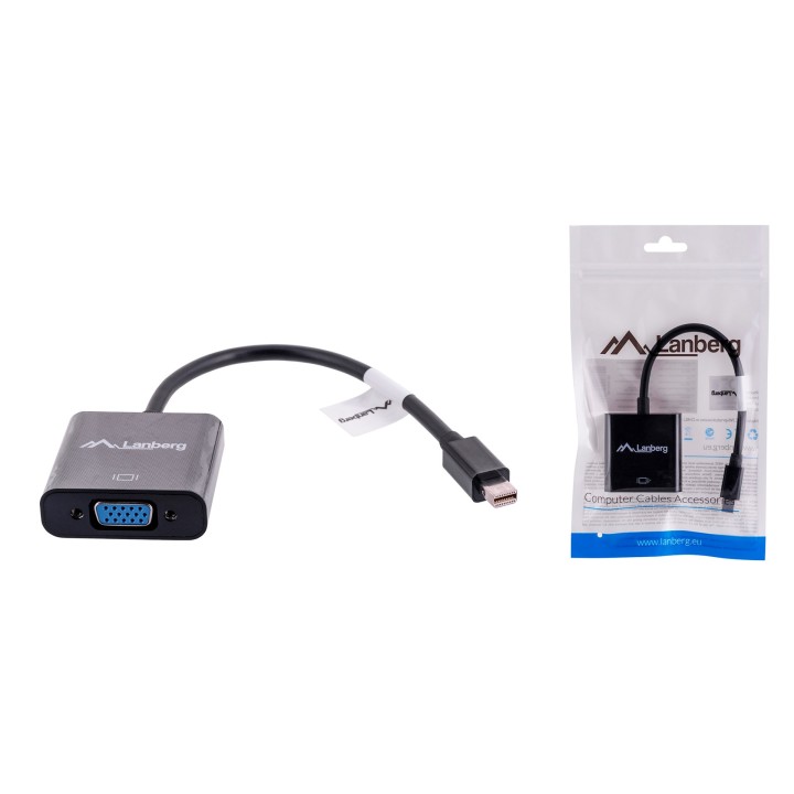 Lanberg AD-0006-BK adattatore cavo video 0.2 m VGA (D-Sub) Mini DisplayPort nero