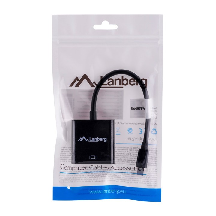 Lanberg AD-0006-BK adattatore cavo video 0.2 m VGA (D-Sub) Mini DisplayPort nero