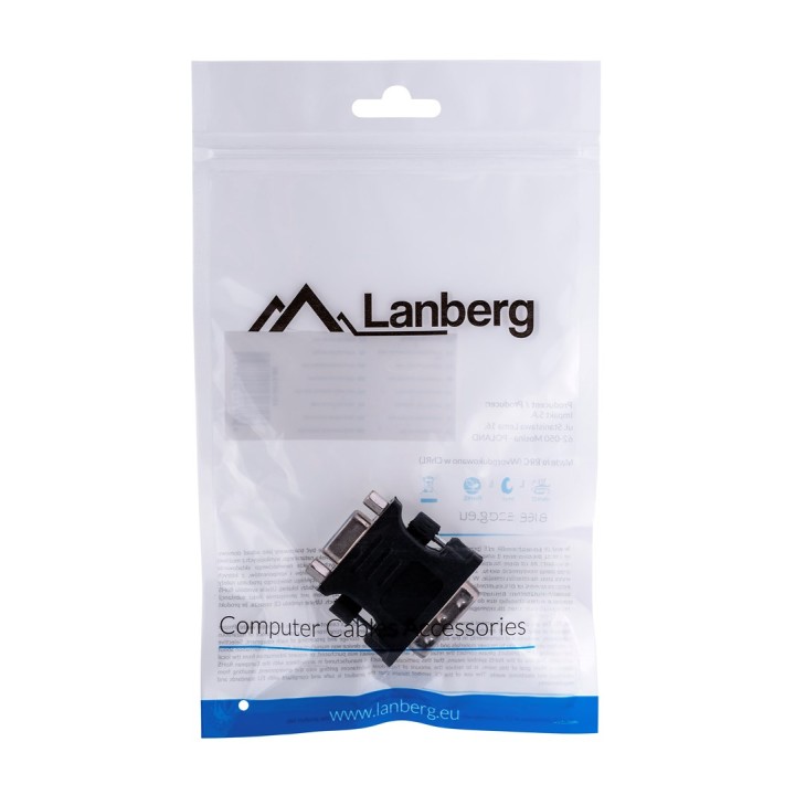 Lanberg AD-0012-BK cambia genere cavo DVI-I VGA (D-Sub) nero