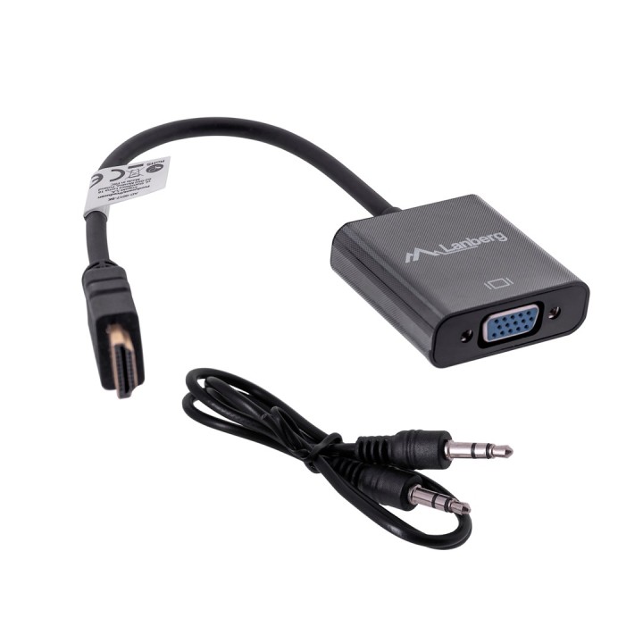 Lanberg AD-0017-BK adattatore cavo video 0.2 m VGA (D-Sub) HDMI Type A (Standard) nero