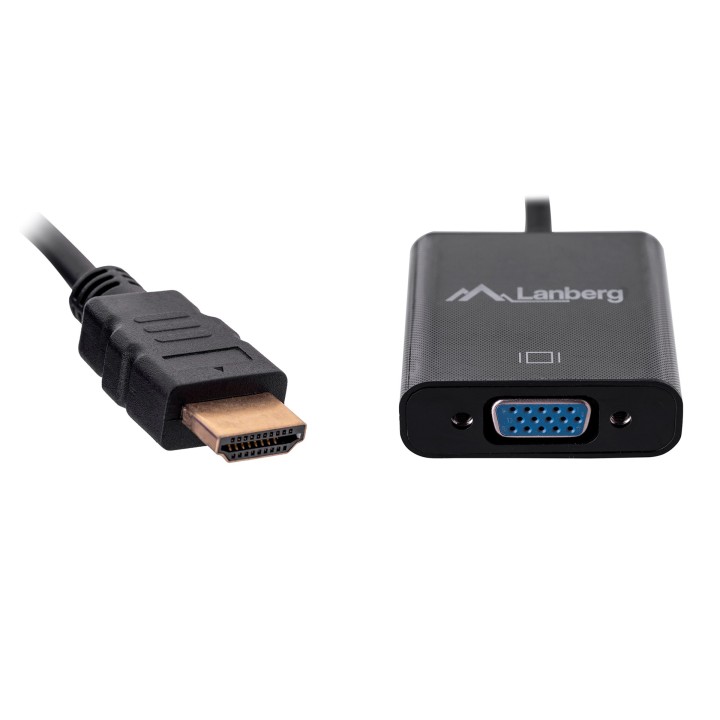 Lanberg AD-0017-BK adattatore cavo video 0.2 m VGA (D-Sub) HDMI Type A (Standard) nero