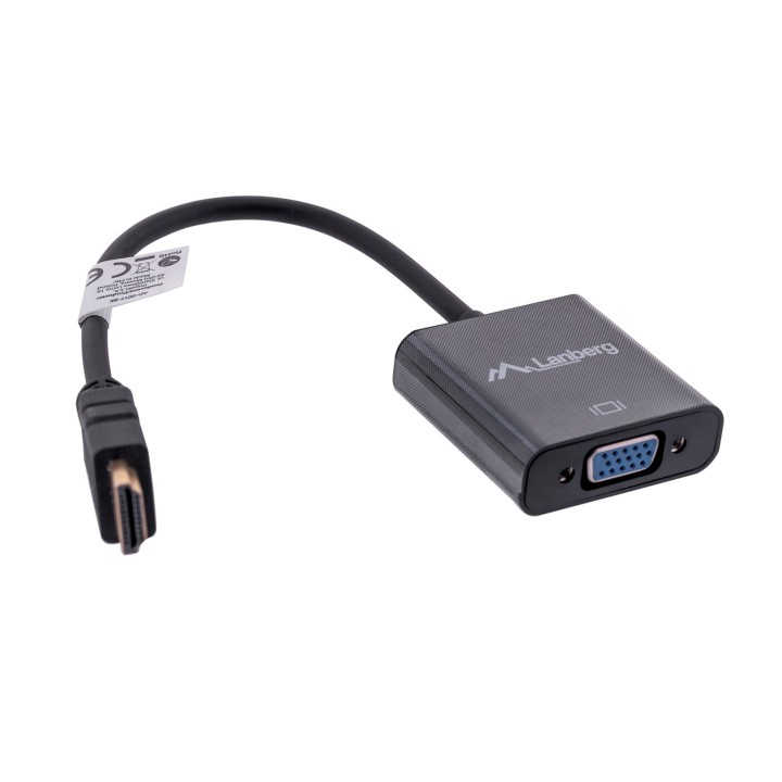 Lanberg AD-0017-BK adattatore cavo video 0.2 m VGA (D-Sub) HDMI Type A (Standard) nero