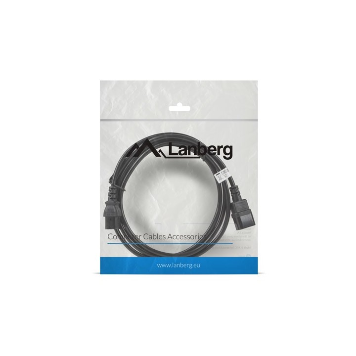 Lanberg CA-C13E-11CC-0030-BK cavo di alimentazione nero 3 m C13 accoppiatore C14 accoppiatore