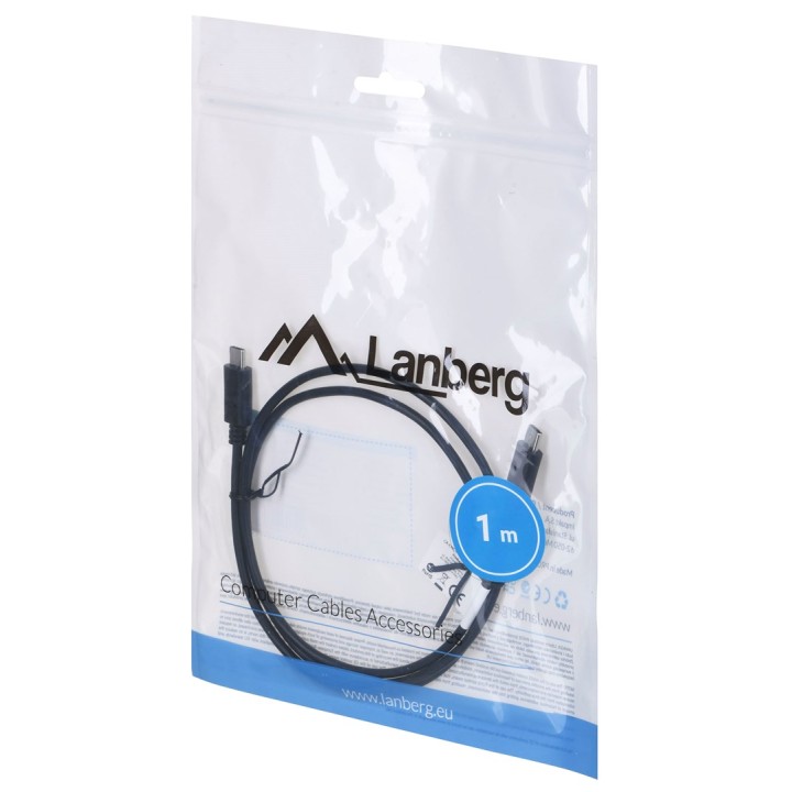 Lanberg CA-CMCM-10CU-0010-BK cavo USB 2.0 1m USB-C M/M nero