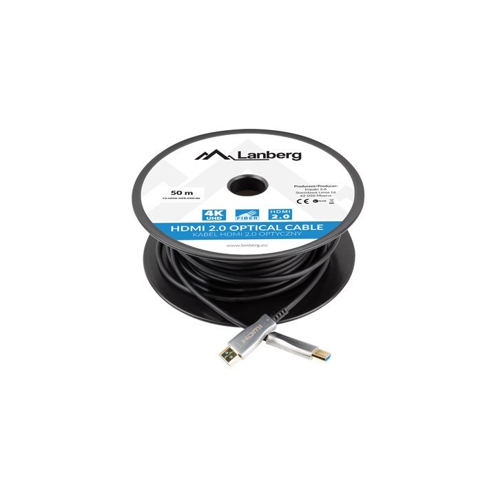 Lanberg CA-HDMI-20FB-0500-BK cavo ottico HDMI M/M 50m v2.0 4K AOC