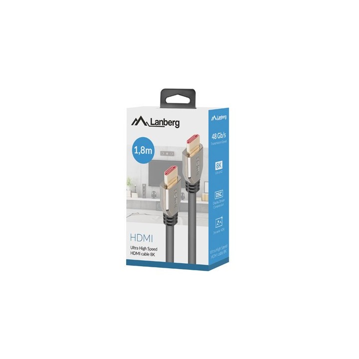 Lanberg CA-HDMI-30CU-0018-BK cavo HDMI 1.8m HDMI Typu A (Standard) 8K 60Hz