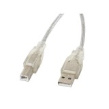 Lanberg CA-USBA-12CC-0018-TR USB cavo USB 2.0 1.8 m USB B trasparente
