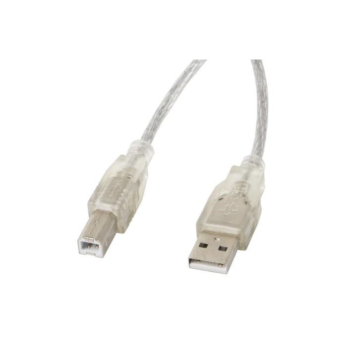 Lanberg CA-USBA-12CC-0018-TR USB cavo USB 2.0 1.8 m USB B trasparente
