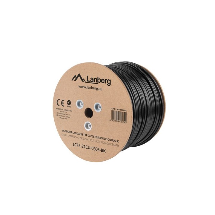 Lanberg LCF5-21CU-0305-BK cavo di rete 305 m Cat5e F/UTP (FTP) nero