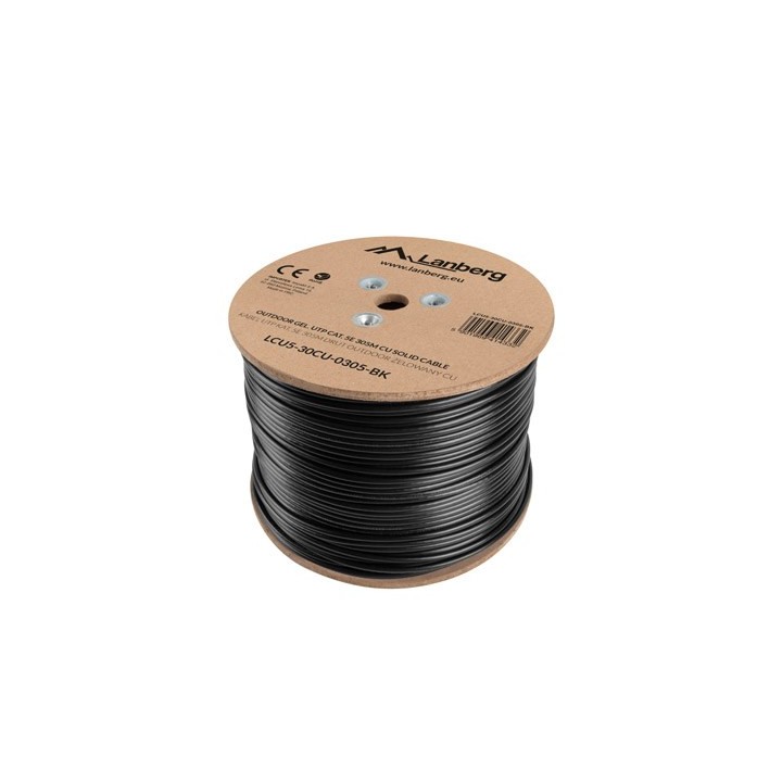 Lanberg LCU5-30CU-0305-BK cavo di rete 305 m Cat5e U/UTP (UTP) nero esterno