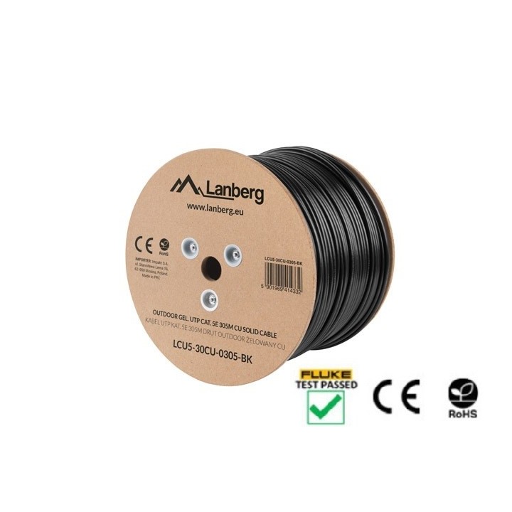 Lanberg LCU5-30CU-0305-BK cavo di rete 305 m Cat5e U/UTP (UTP) nero esterno