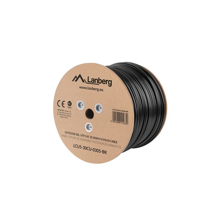 Lanberg LCU5-30CU-0305-BK cavo di rete 305 m Cat5e U/UTP (UTP) nero esterno