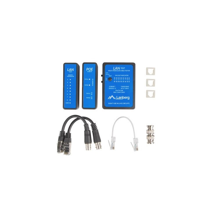 Lanberg NT-0404 tester cavo di rete PoE tester nero blu
