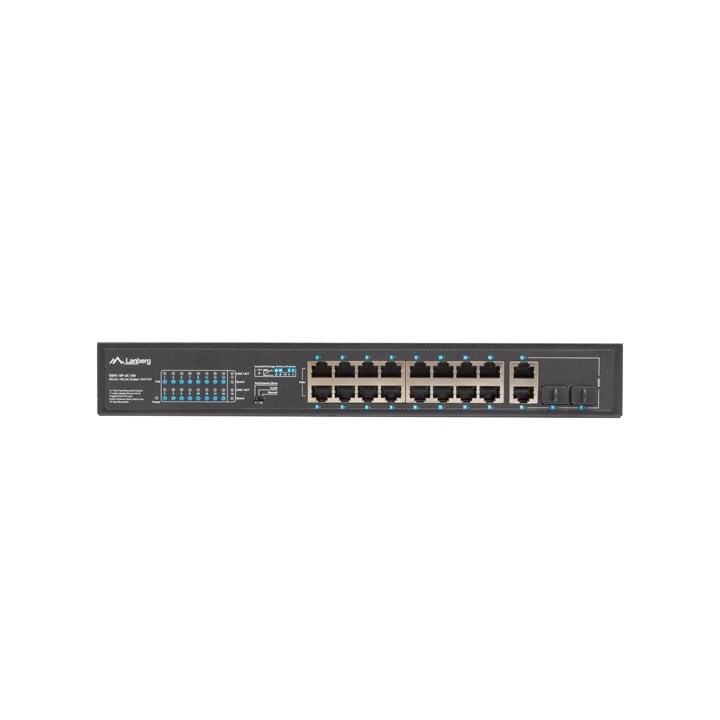 Lanberg Switch rack 19 POE+ 16x 100MB /2X COMBO GIGABIT ETHERNET 150W