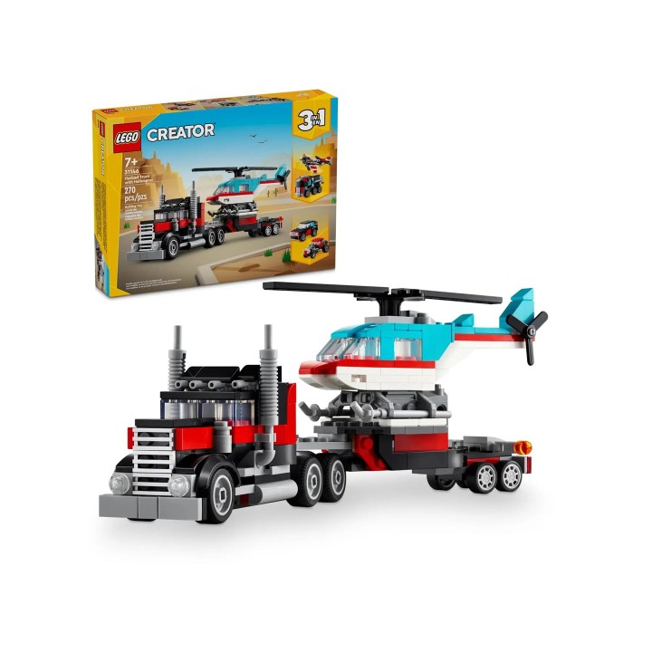 LEGO CREATOR 3 in 1 31146 camion pianale con elicottero