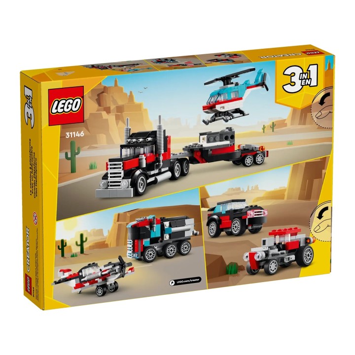 LEGO CREATOR 3 in 1 31146 camion pianale con elicottero